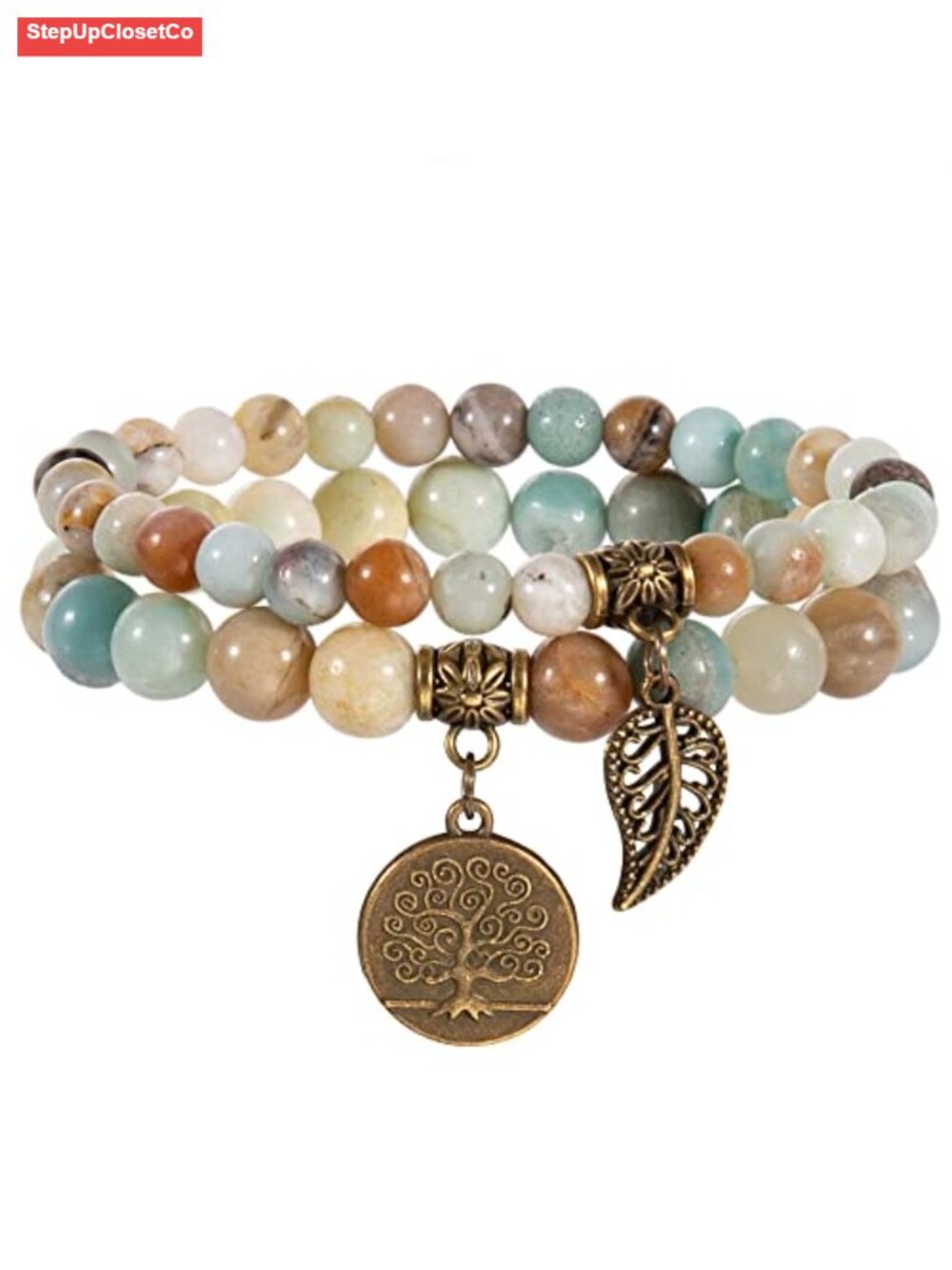 Natural Semi Precious Stone Reiki Crystal Chakra Stretch Bracelet Set for Women